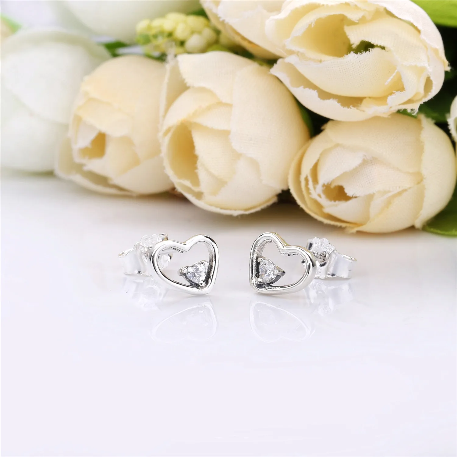 PANDORA Asymmetric Hearts of Love Earrings, Clear CZ - 297813CZ