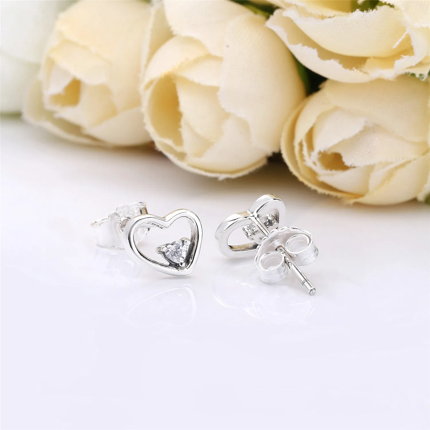 PANDORA Asymmetric Hearts of Love Earrings, Clear CZ - 297813CZ