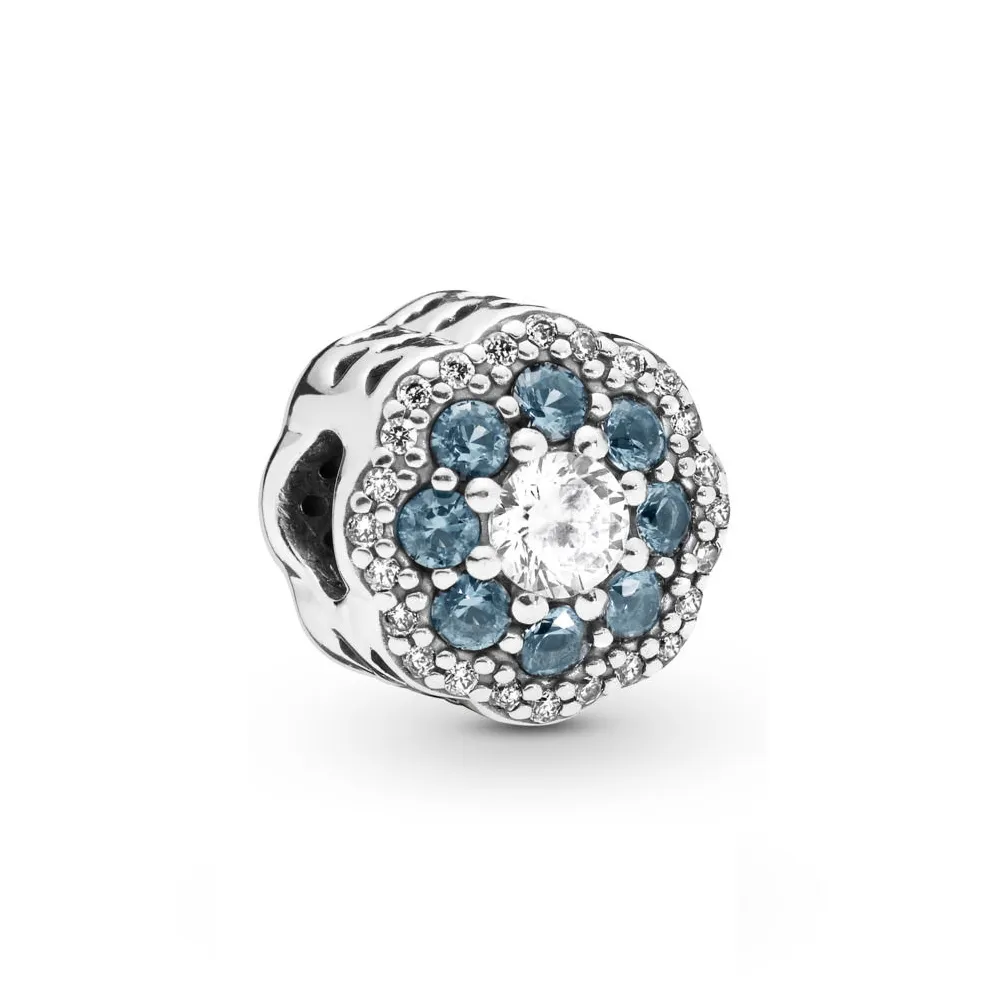 pandora blue sparkle flower charm 797851nmb