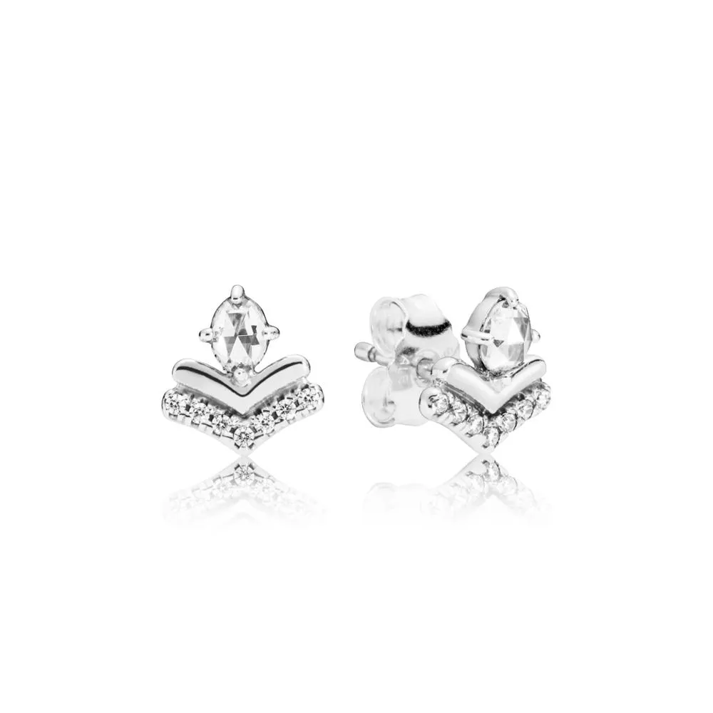 pandora classic wishes stud earrings in silver 297787cz