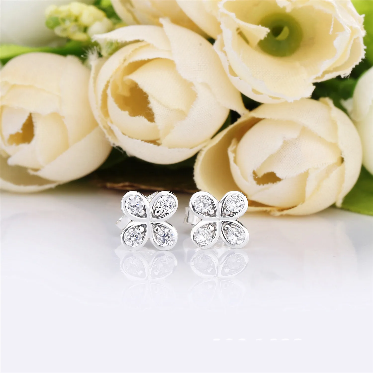 PANDORA Four-Petal Flower Stud Earrings - 297968CZ