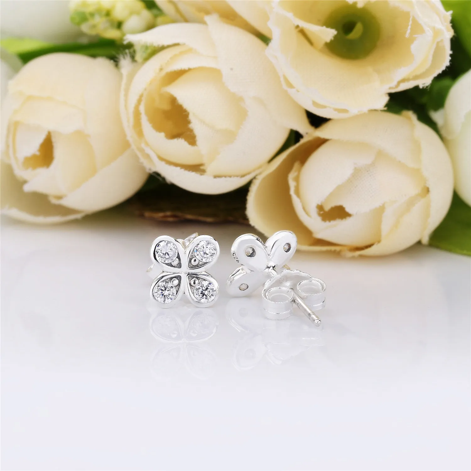 PANDORA Four-Petal Flower Stud Earrings - 297968CZ