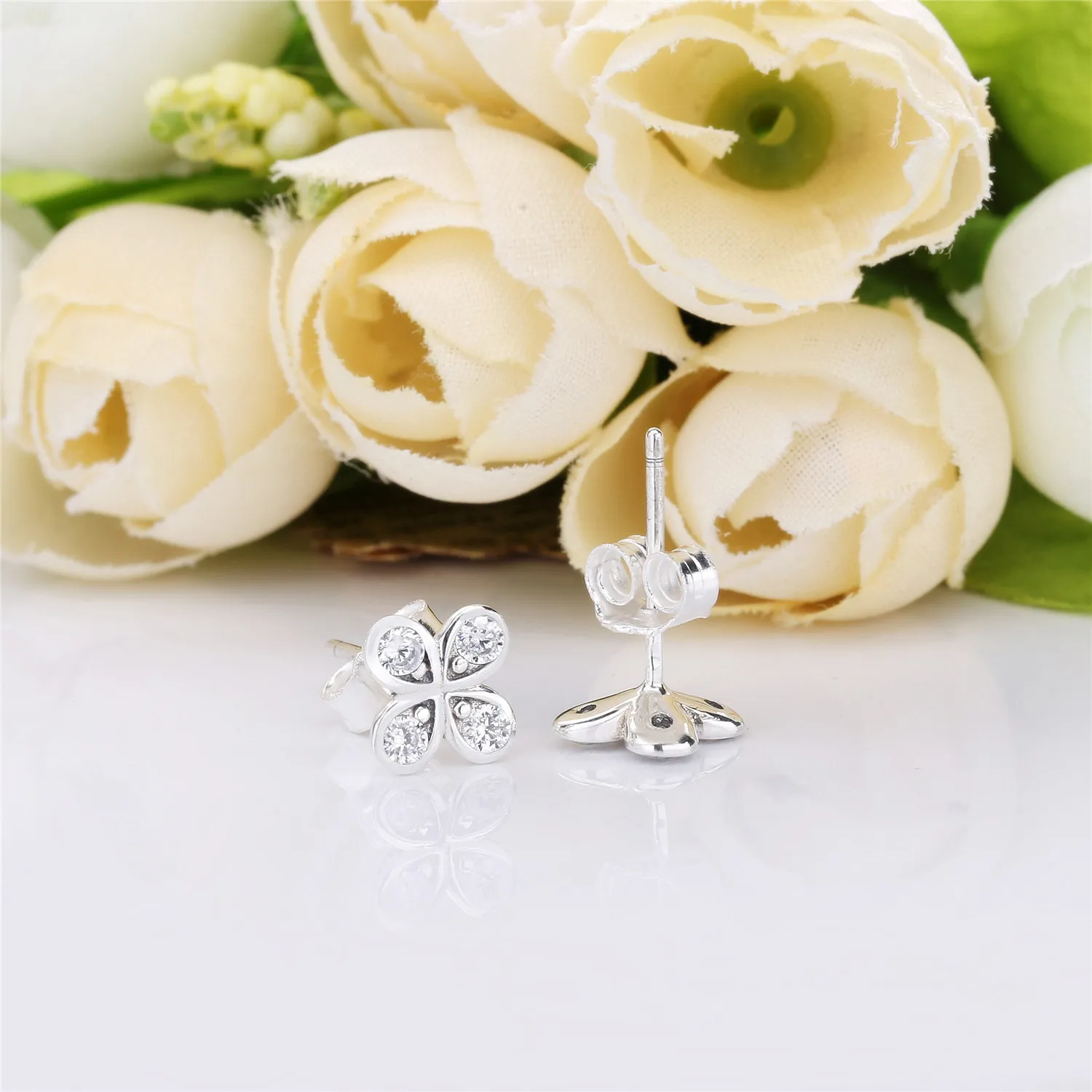 PANDORA Four-Petal Flower Stud Earrings - 297968CZ