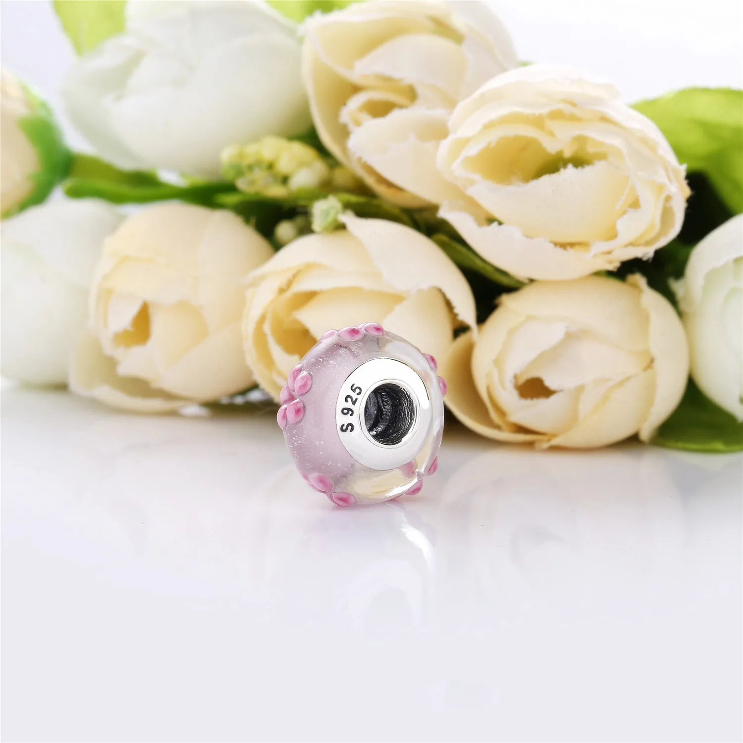 PANDORA Pink Flower Glass Charm - 797901