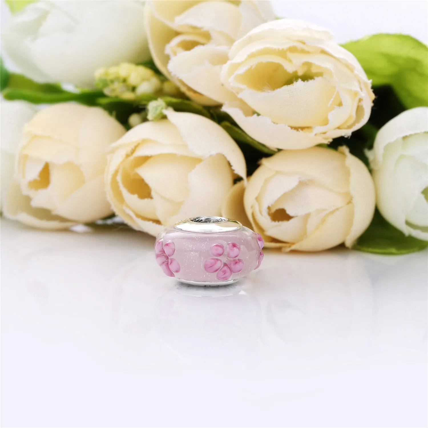 PANDORA Pink Flower Glass Charm - 797901