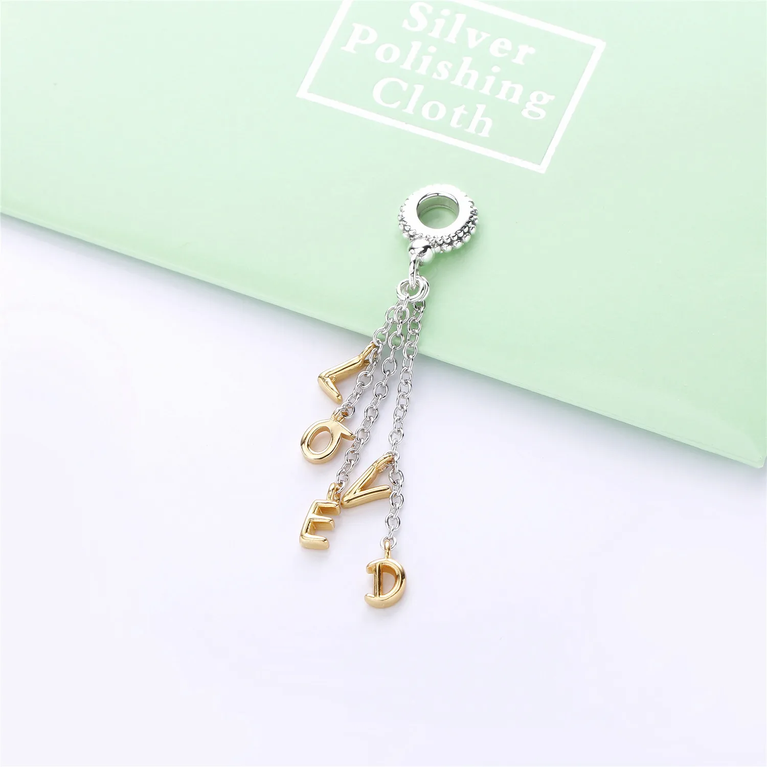 PANDORA Two-Tone Loved Script Dangle Charm - 767831