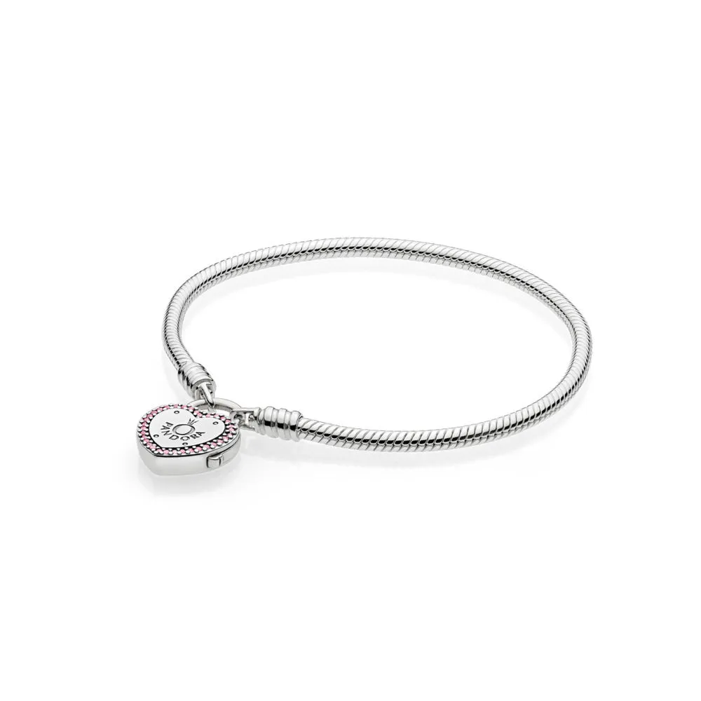 pandora moments smooth bracelet with lock your promise clasp 596586fpc