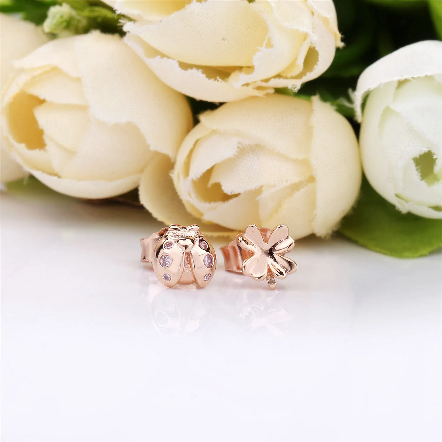 Four-Leaf Clover & Ladybird Earrings, Pandora Rose™ - 287960NPO