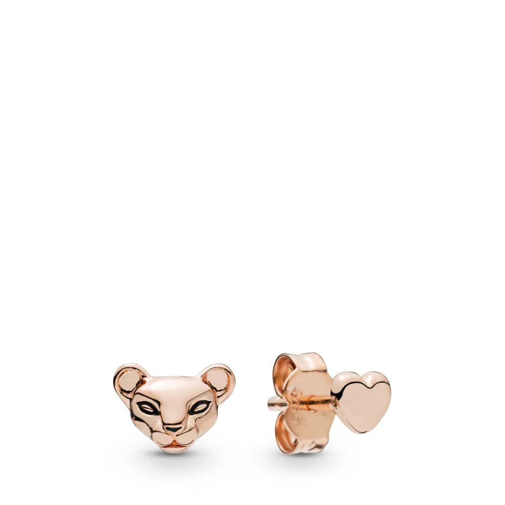 lion princess heart stud earrings pandora rose 288022en16