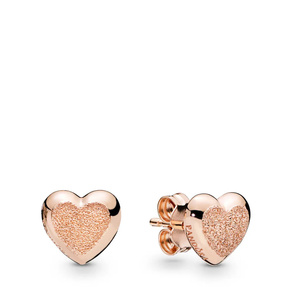 matte brilliance hearts earrings pandora rose 287928