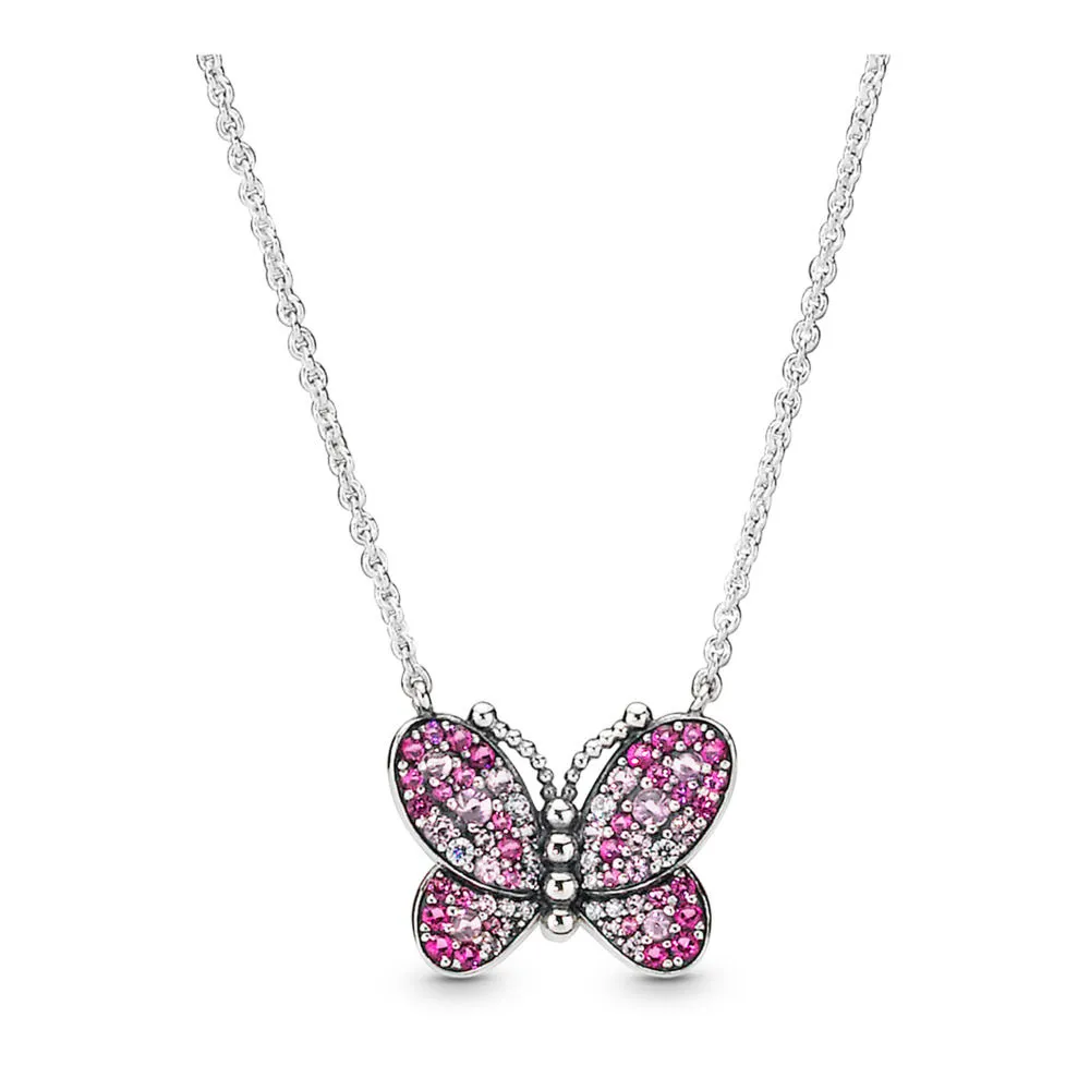 pandora dazzling pink butterfly necklace 397931nccmx50