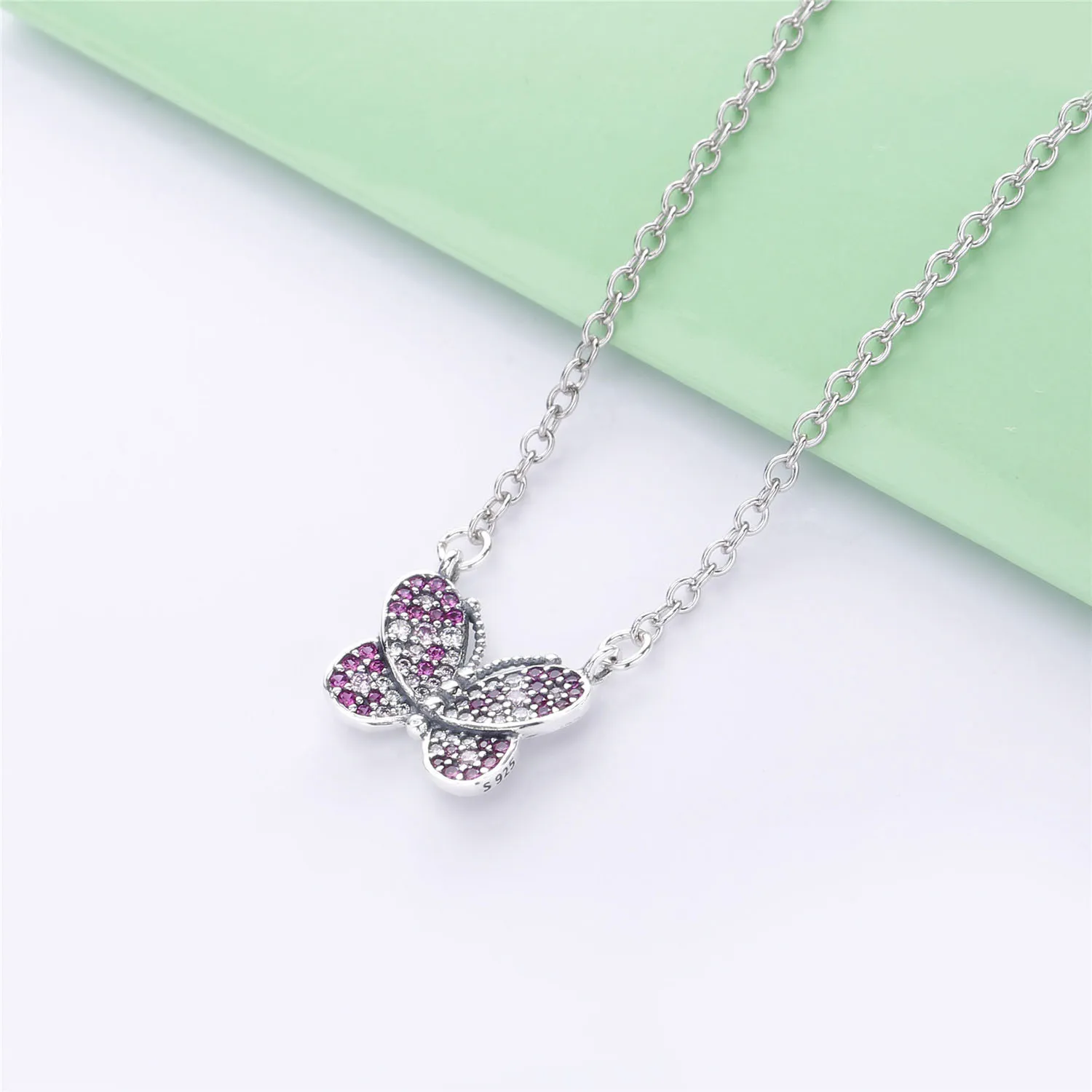 PANDORA Dazzling Pink Butterfly Necklace - 397931NCCMX-50