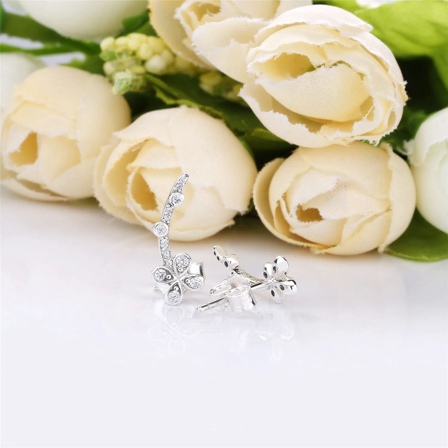 PANDORA Draped Four-Petal Flower Earrings - 297936CZ