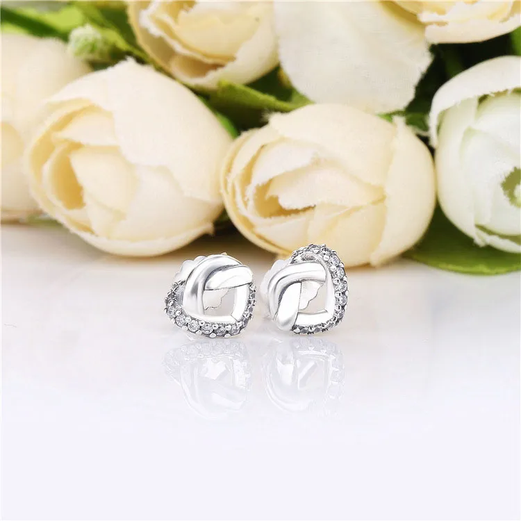 PANDORA Knotted Heart Stud Earrings - 298019CZ