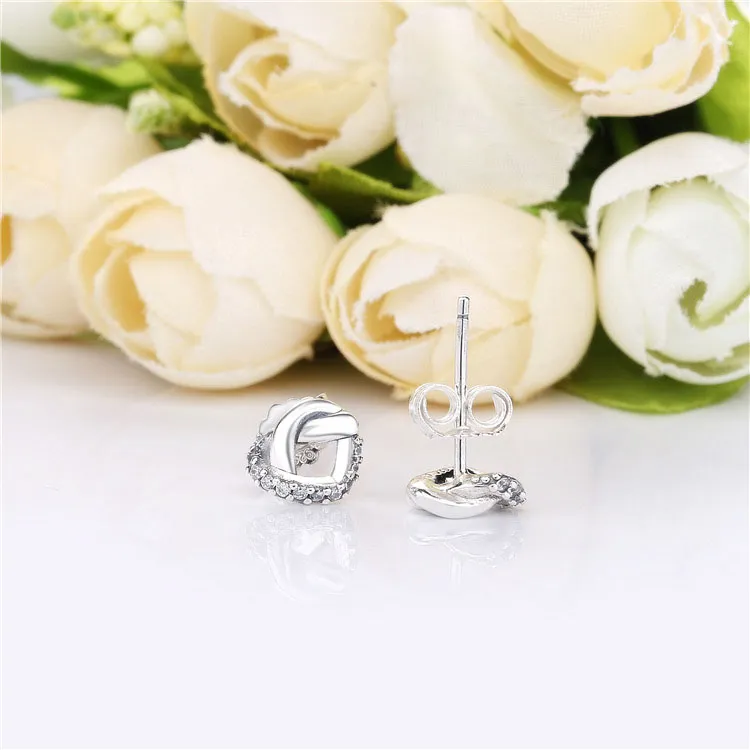 PANDORA Knotted Heart Stud Earrings - 298019CZ