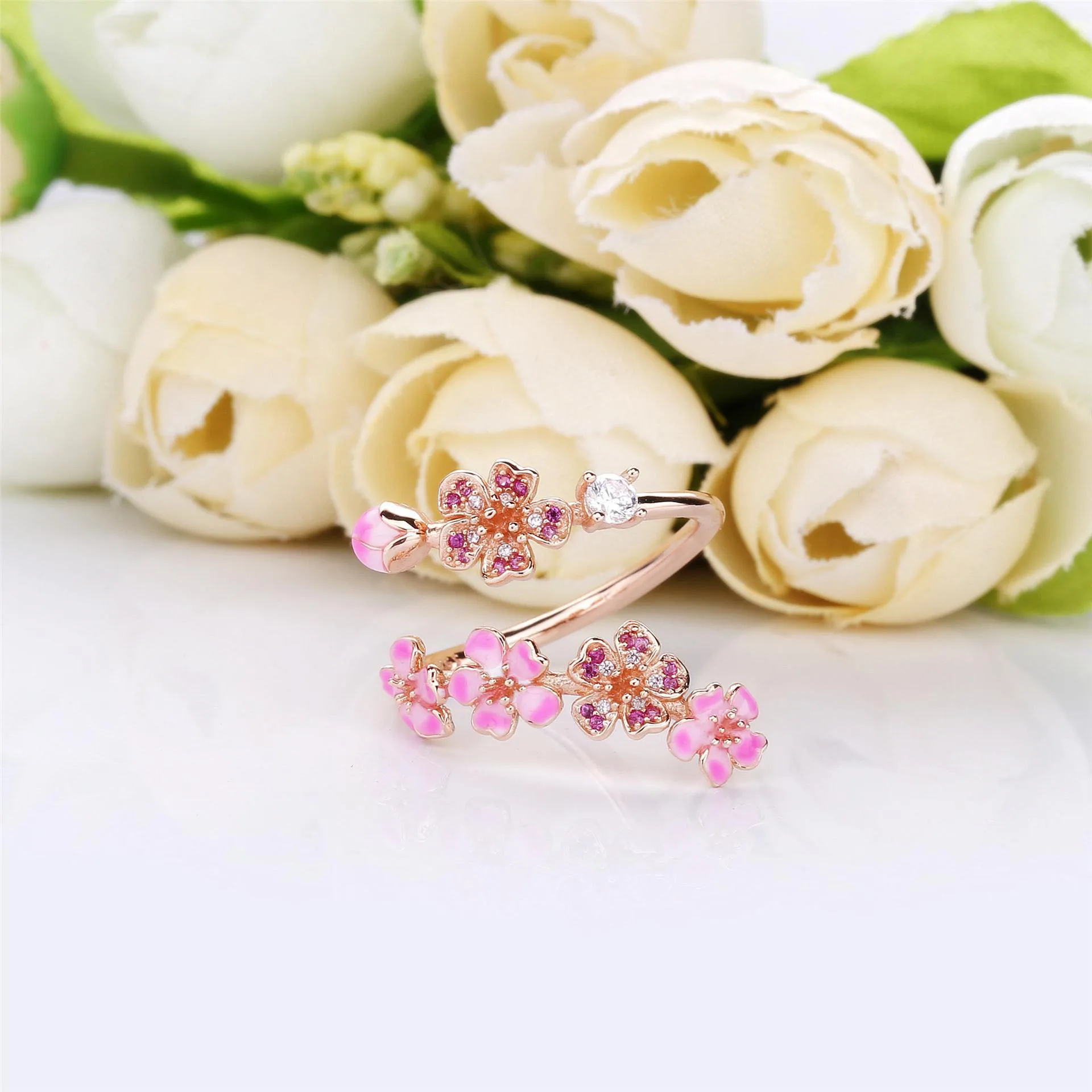 PANDORA Peach Blossom Flower Branch Ring - 188088NCCMX