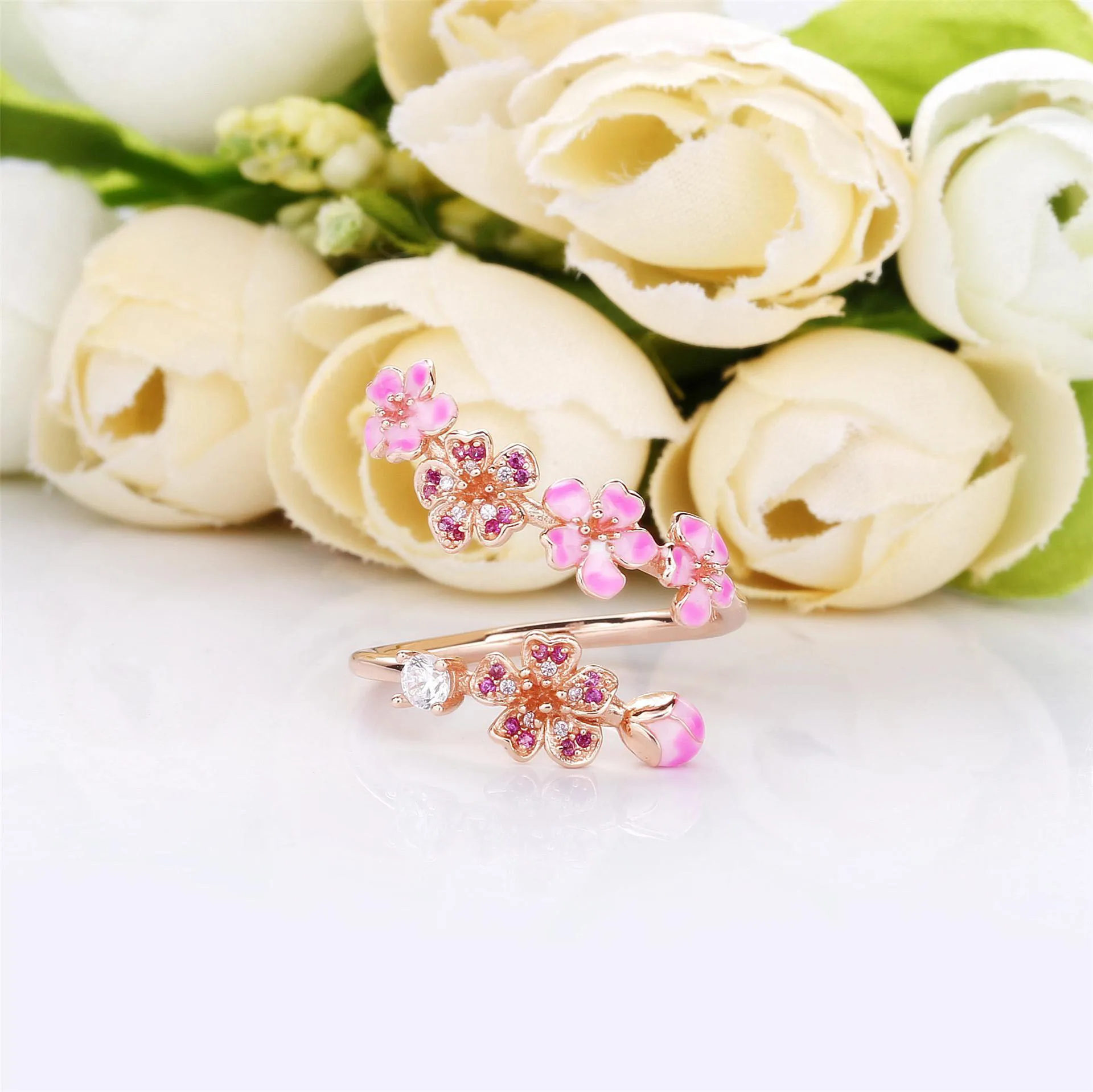 PANDORA Peach Blossom Flower Branch Ring - 188088NCCMX