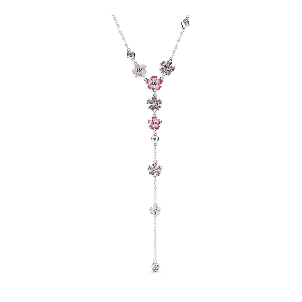 pandora peach blossom flower necklace 398074nccmx