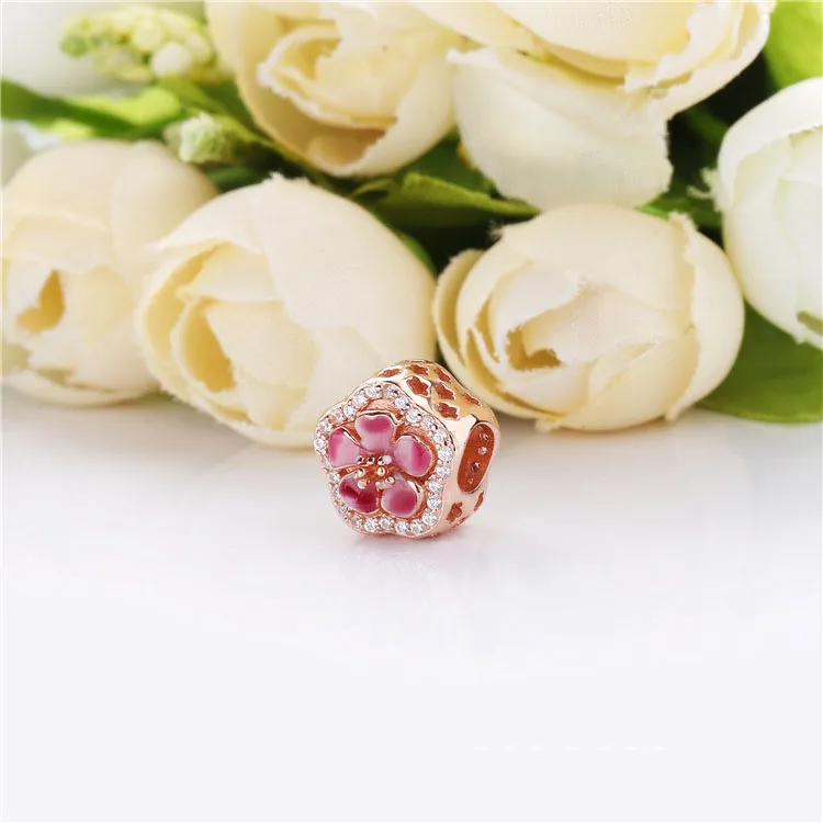 PANDORA Sparkling Peach Blossom Flower Charm - 788079CZ