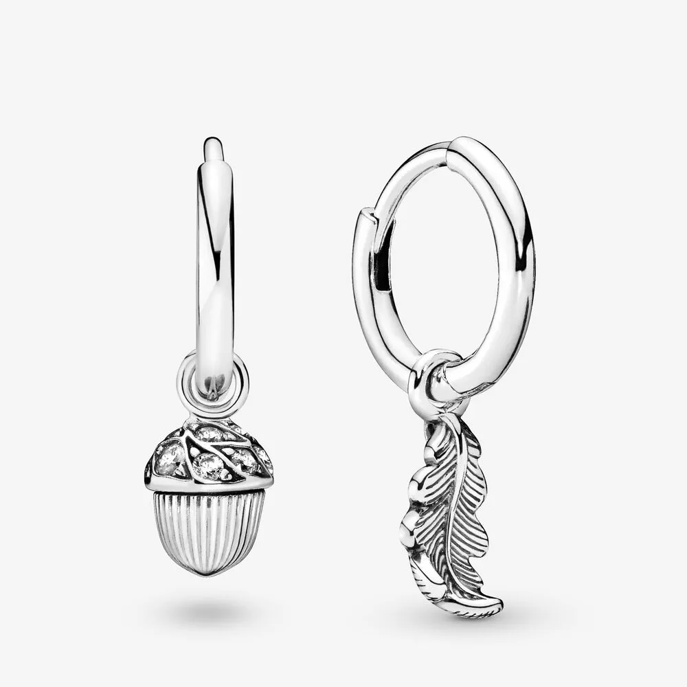 pandora acorn leaf hoop earrings 298603c01