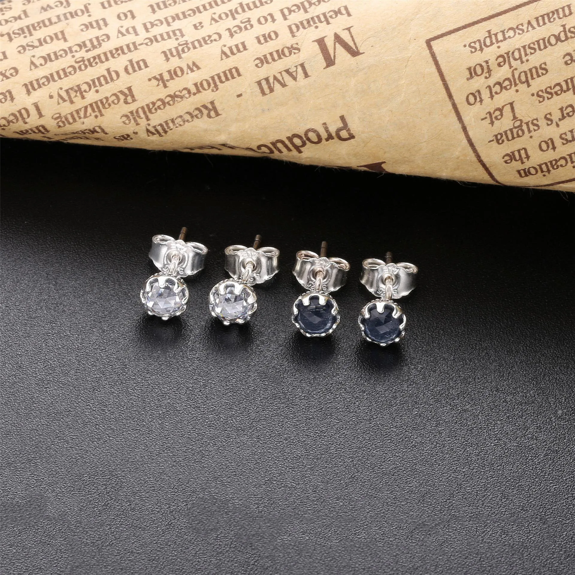 Pandora Blue Sparkling Crown Stud Earrings 298311NMB - 298311NMB