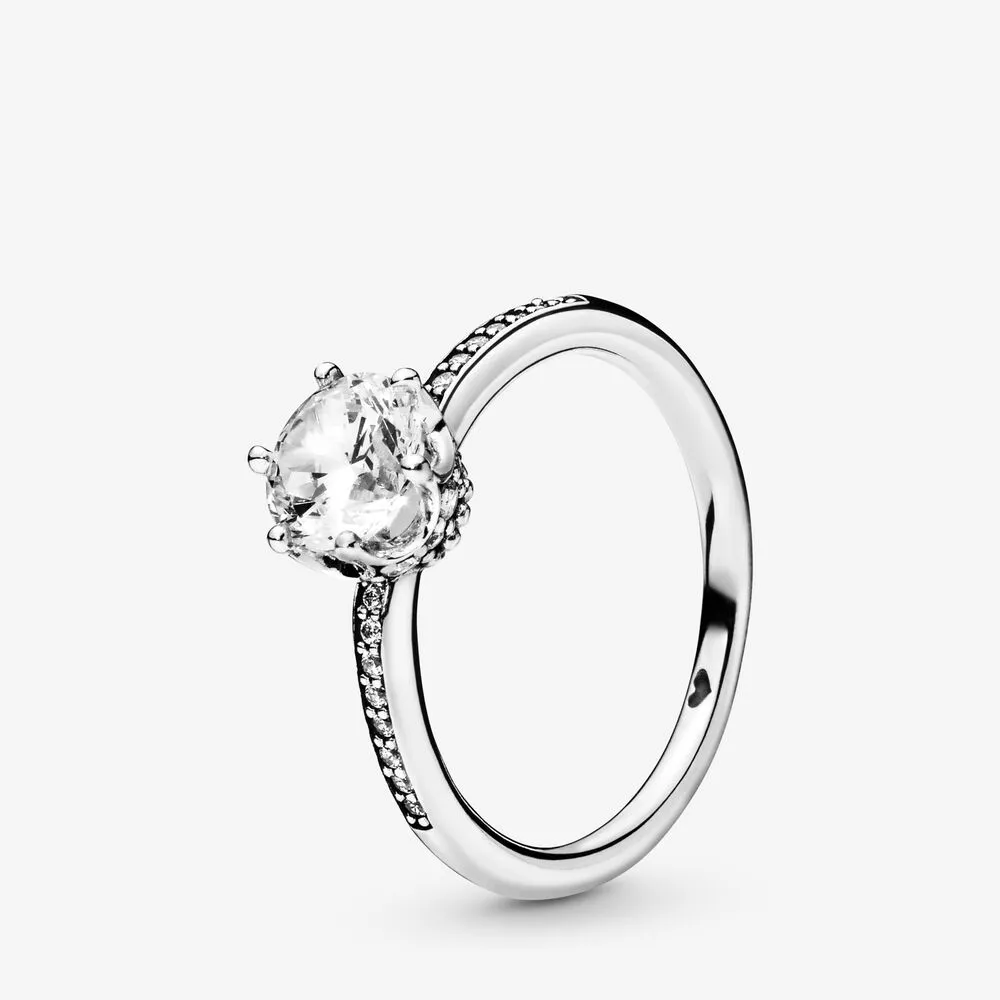 pandora clear sparkling crown solitaire ring 198289cz