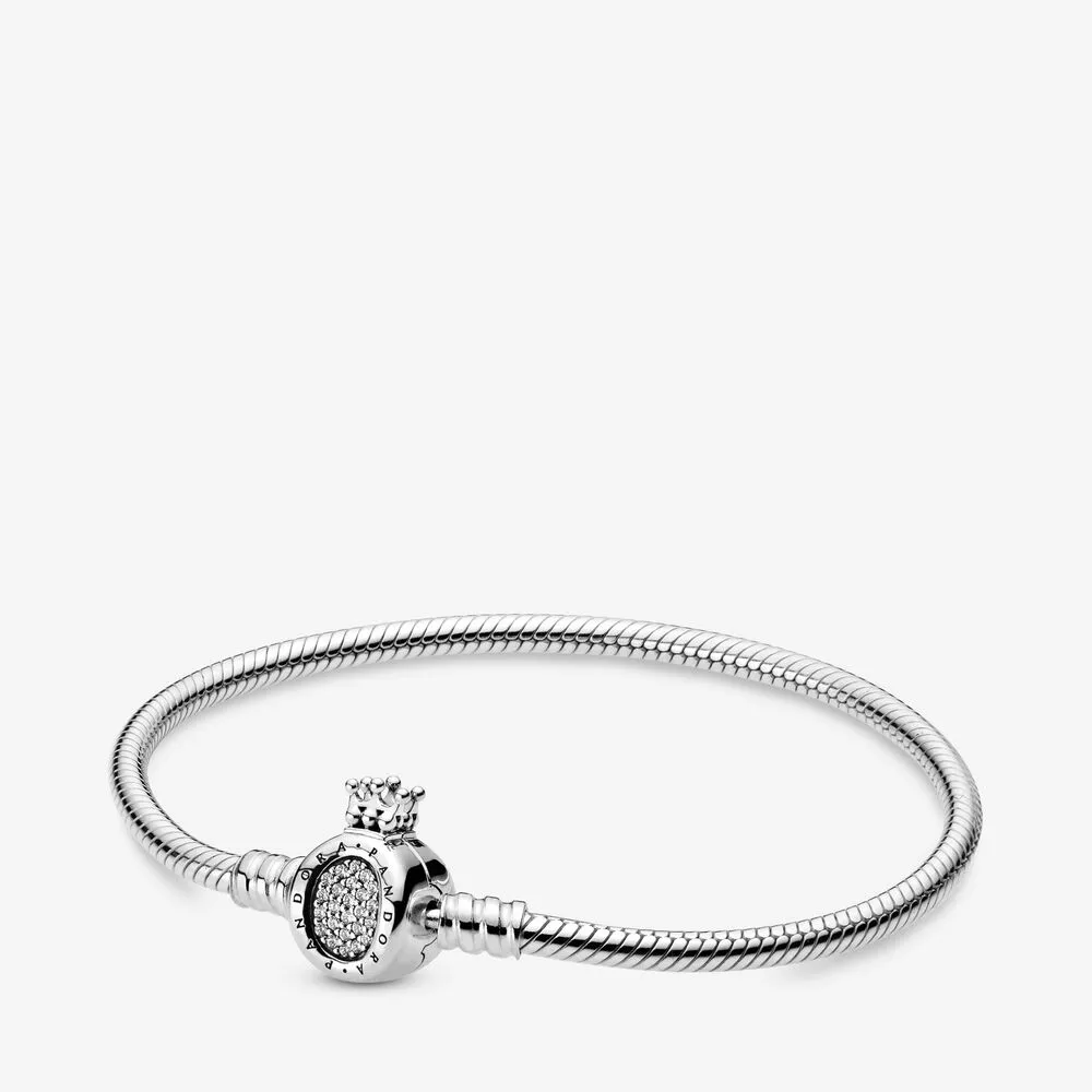 pandora moments crown o clasp snake chain bracelet 598286cz