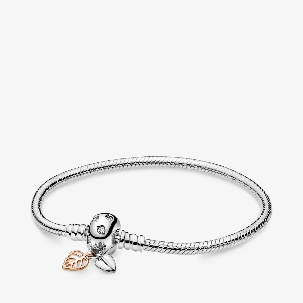 Pandora Moments Leaves Clasp Snake Chain Bracelet - 588333CZ