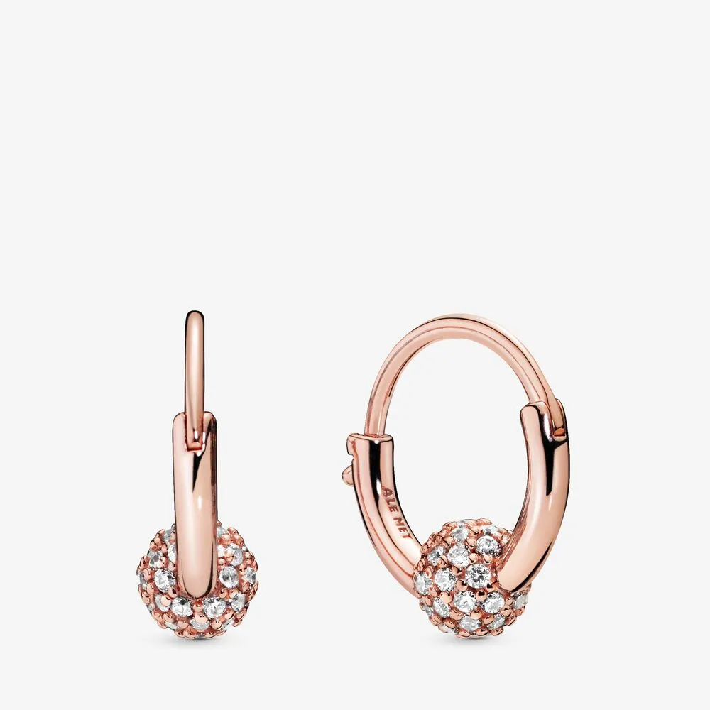 pandora pave bead hoop earrings 288294cz