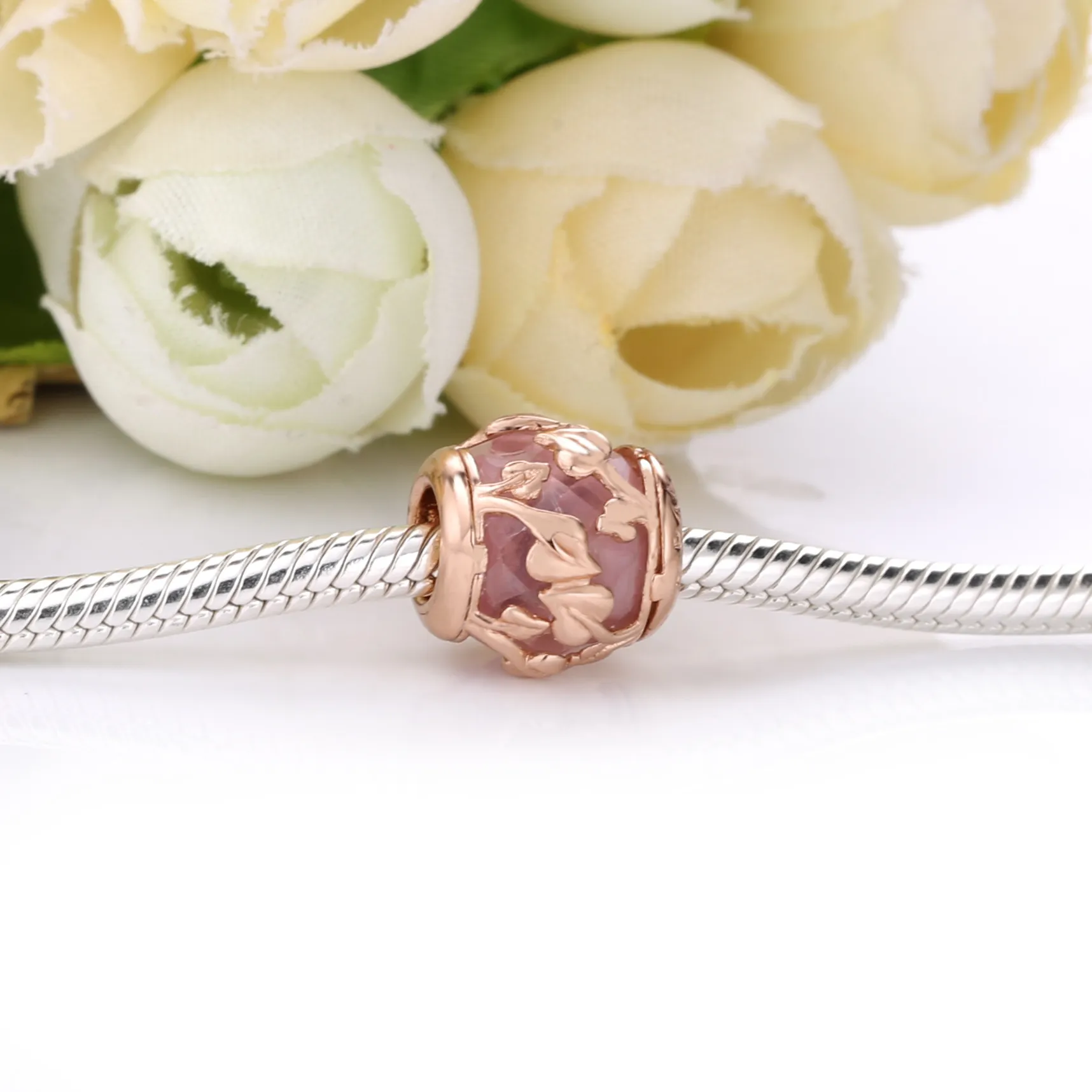 PANDORA Pink Decorative Leaves Charm - 788238SSP