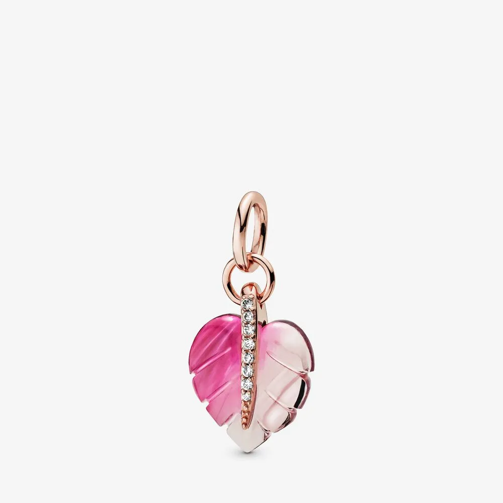 pandora pink murano glass leaf pendant 388258pmu