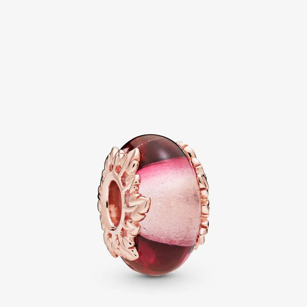 PANDORA Pink Murano Glass Leaves Charm - 788244