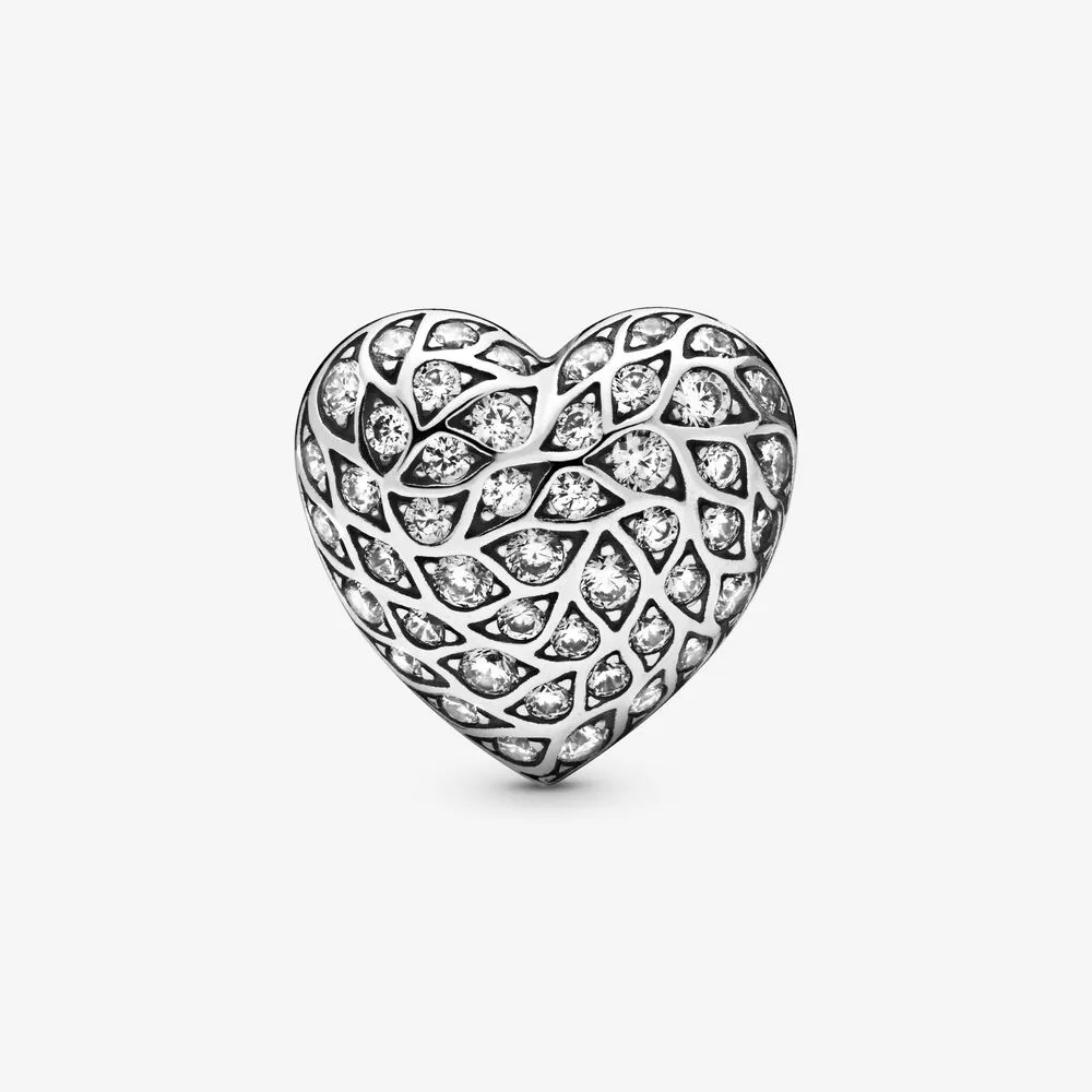 pandora sparkling pattern heart single stud earring 298568c01