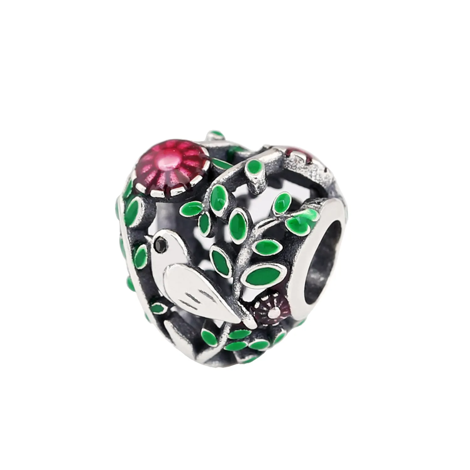 pandora spring bird with leaves charm pd2631