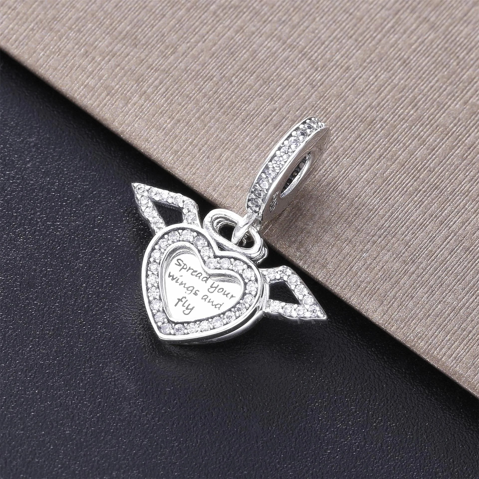 PANDORA Pavé Heart and Angel Wings Necklace - 398505C01-45