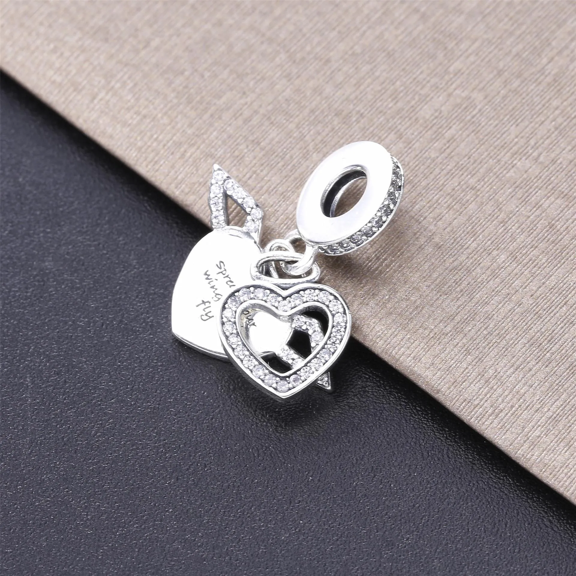 PANDORA Pavé Heart and Angel Wings Necklace - 398505C01-45