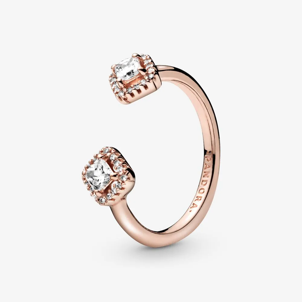 pandora rose gold square sparkle open ring 188506c01