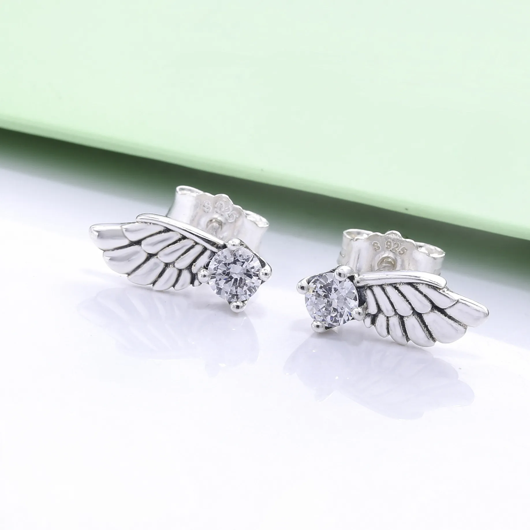 PANDORA Sparkling Angel Wing Stud Earrings - 298501C01