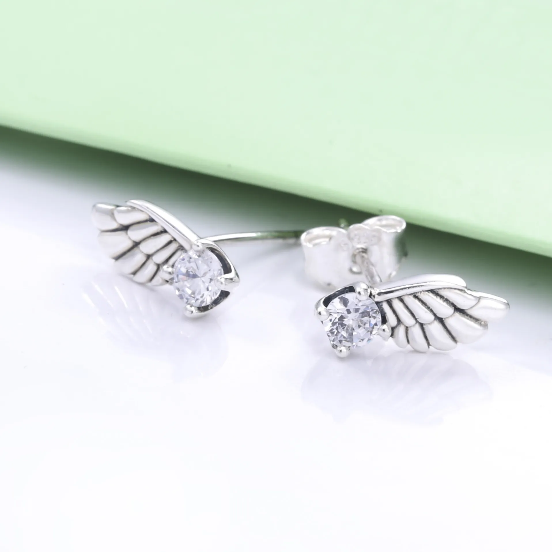 PANDORA Sparkling Angel Wing Stud Earrings - 298501C01