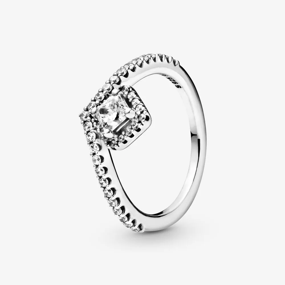 PANDORA Square Sparkle Wishbone Ring - 198420C01