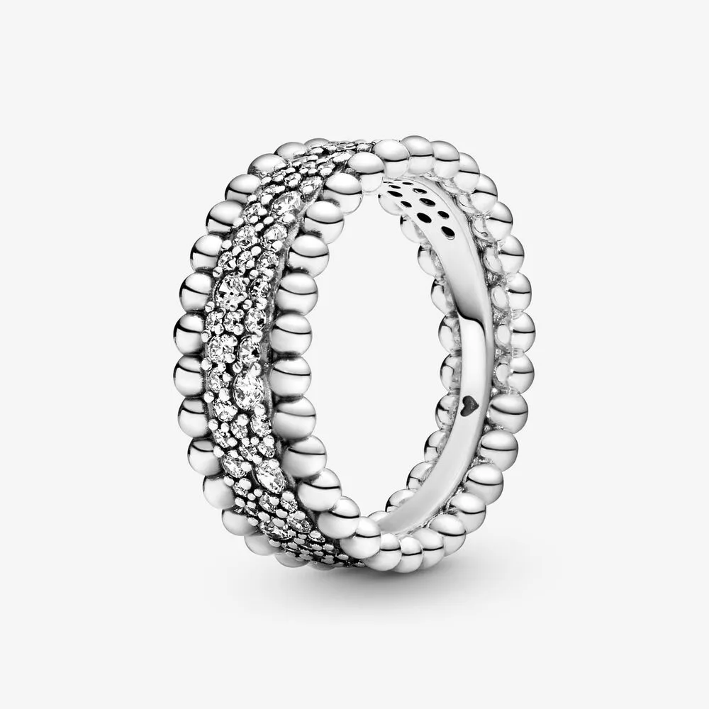 PANDORA Beaded Pavé Band Ring - 198676C01