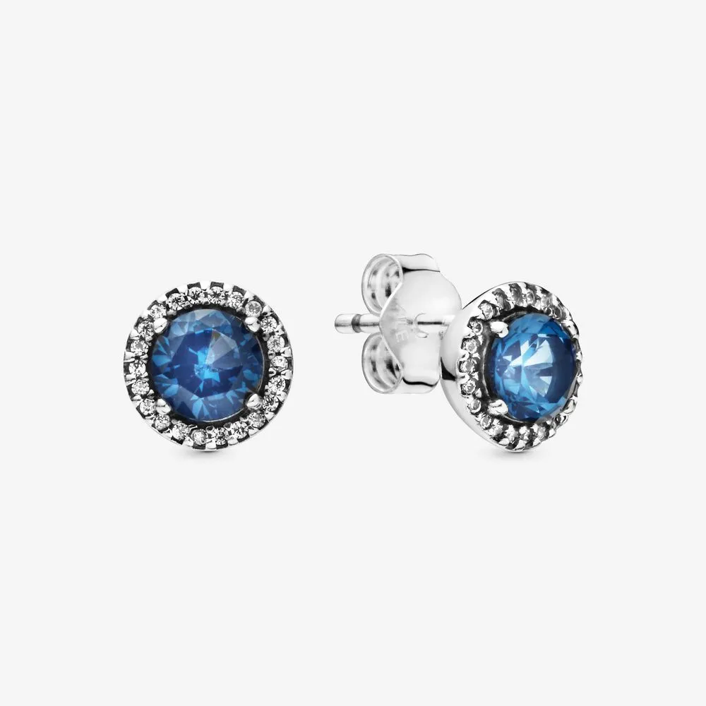 pandora blue round sparkle stud earrings 296272c01