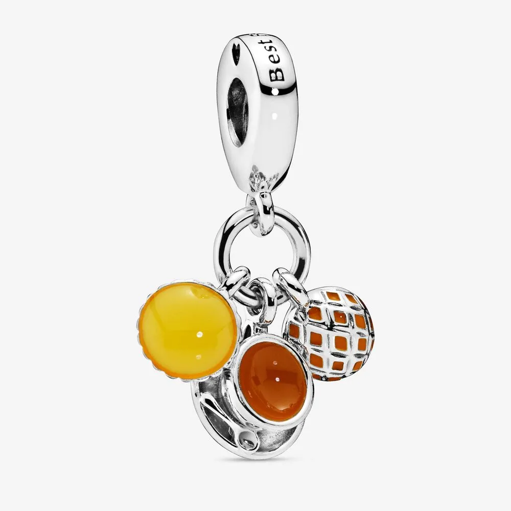 PANDORA Egg Tart, Milk Tea & Pineapple Bun Dangle Charm - 798355ENMX