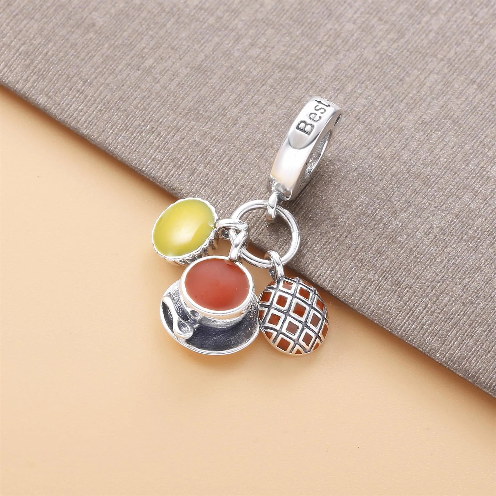 PANDORA Egg Tart, Milk Tea & Pineapple Bun Dangle Charm - 798355ENMX