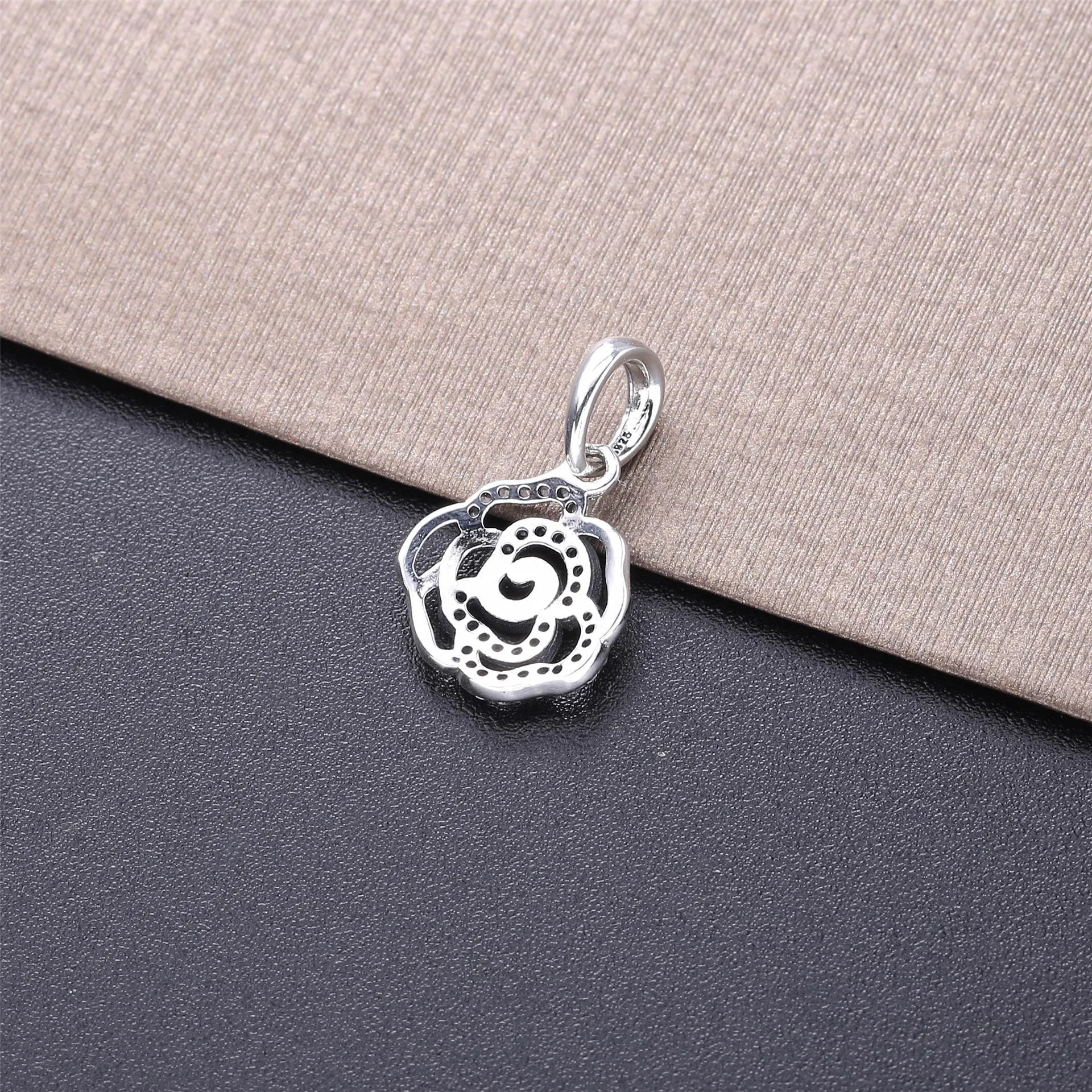 PANDORA Shimmering Rose Pendant Necklace - Clear CZ