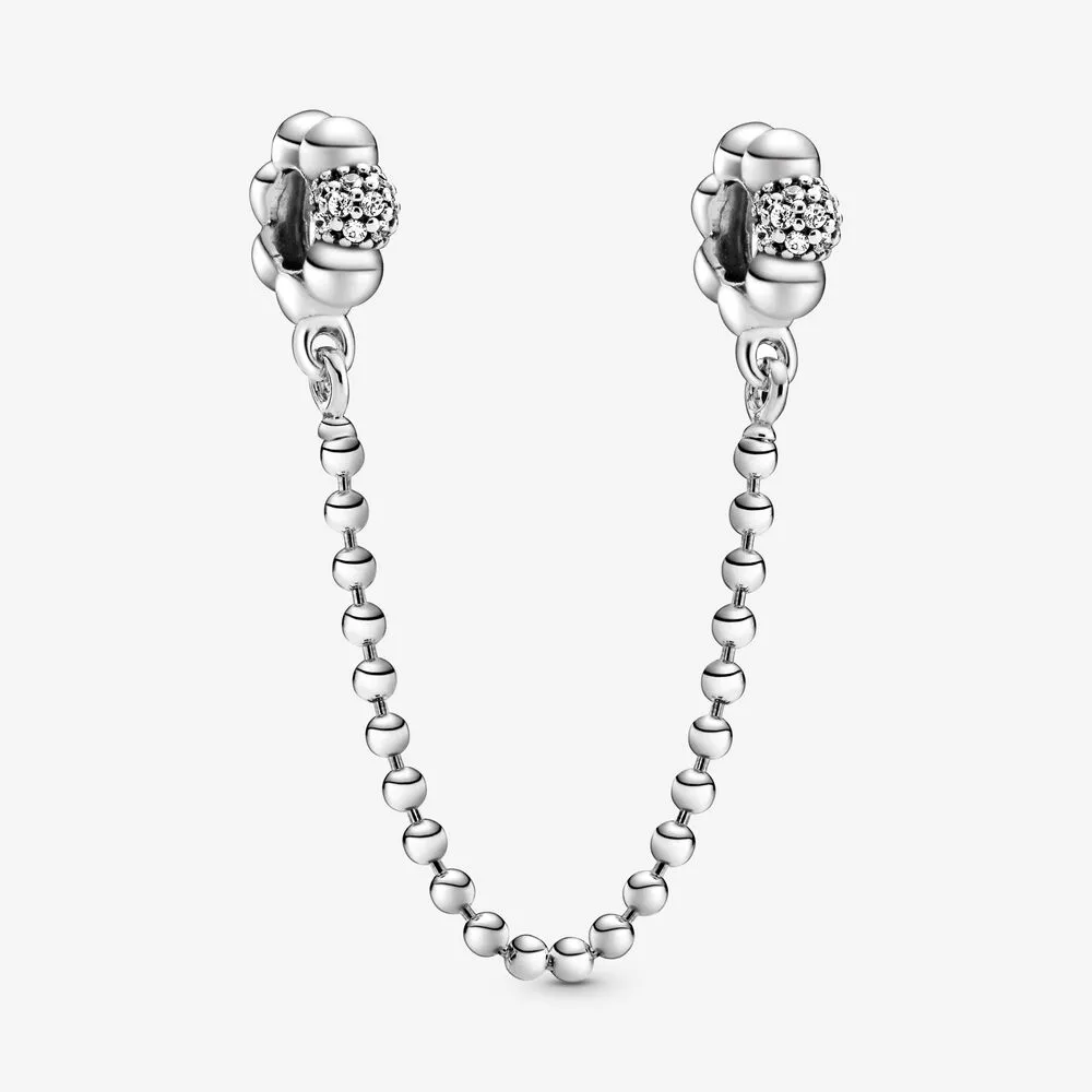 pandora beads and pavé safety chain charm 798680c01