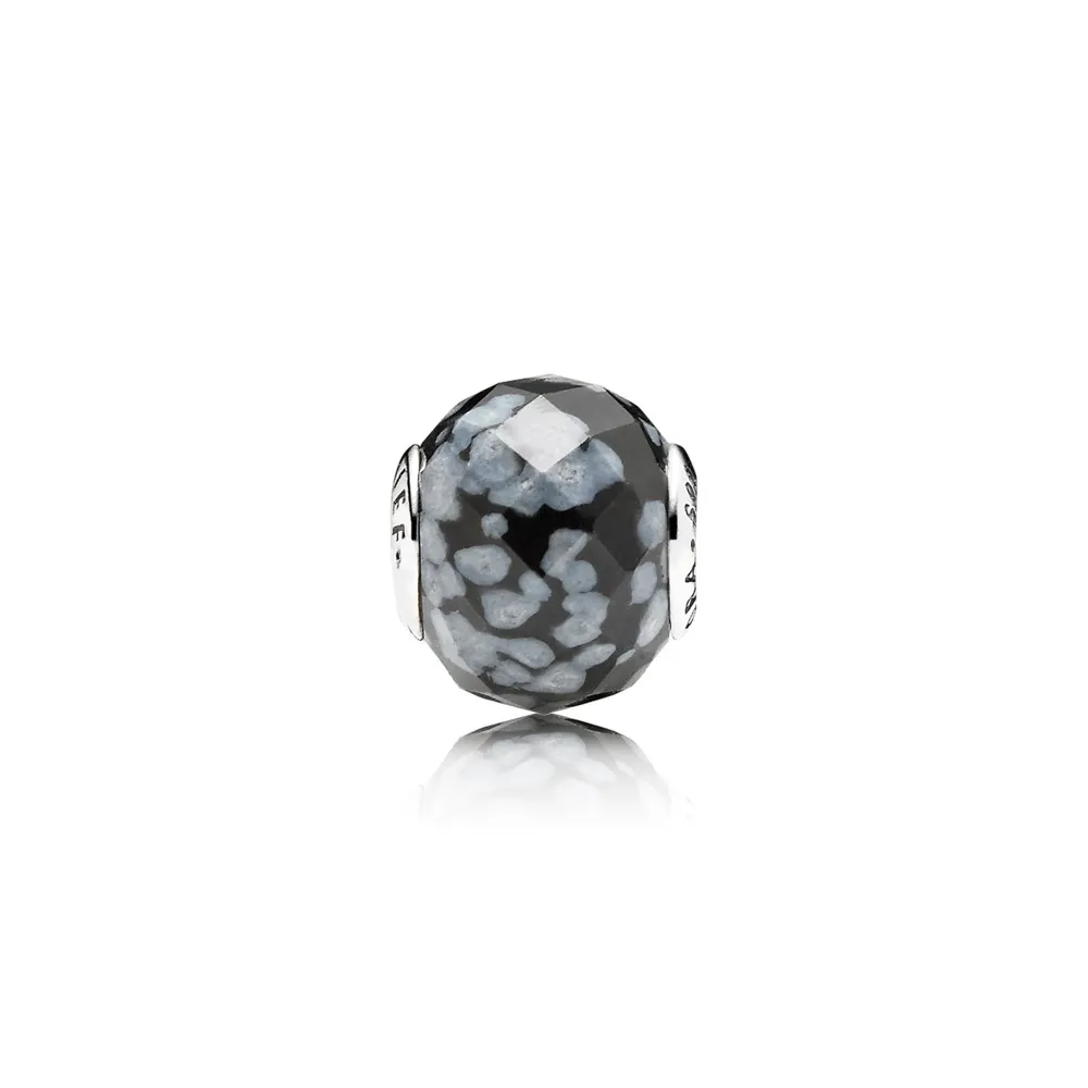 PANDORA BELIEF ESSENCE COLLECTION charm in silver with snowflake obsidian - 796045SFO