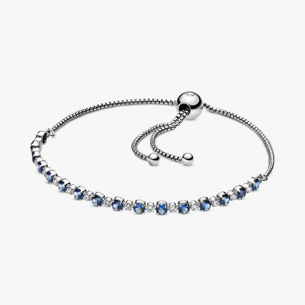 pandora blue and clear sparkle slider bracelet 598517c01