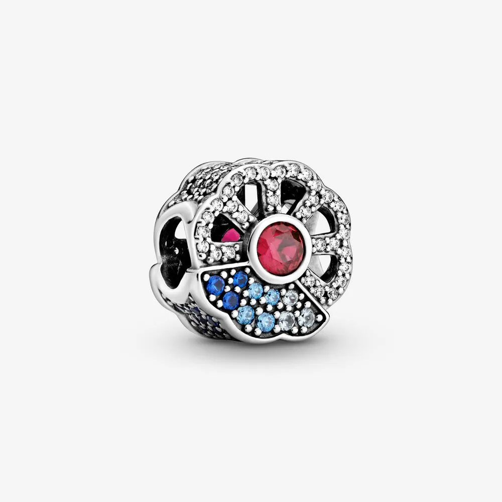 pandora blue pink fan charm 798178czmx