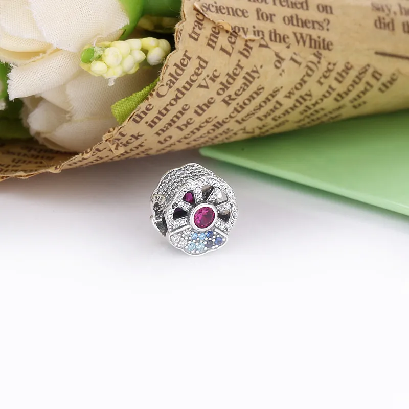 PANDORA Blue & Pink Fan Charm - 798178CZMX